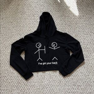 Black Hoodie with Stick Figure Graphic